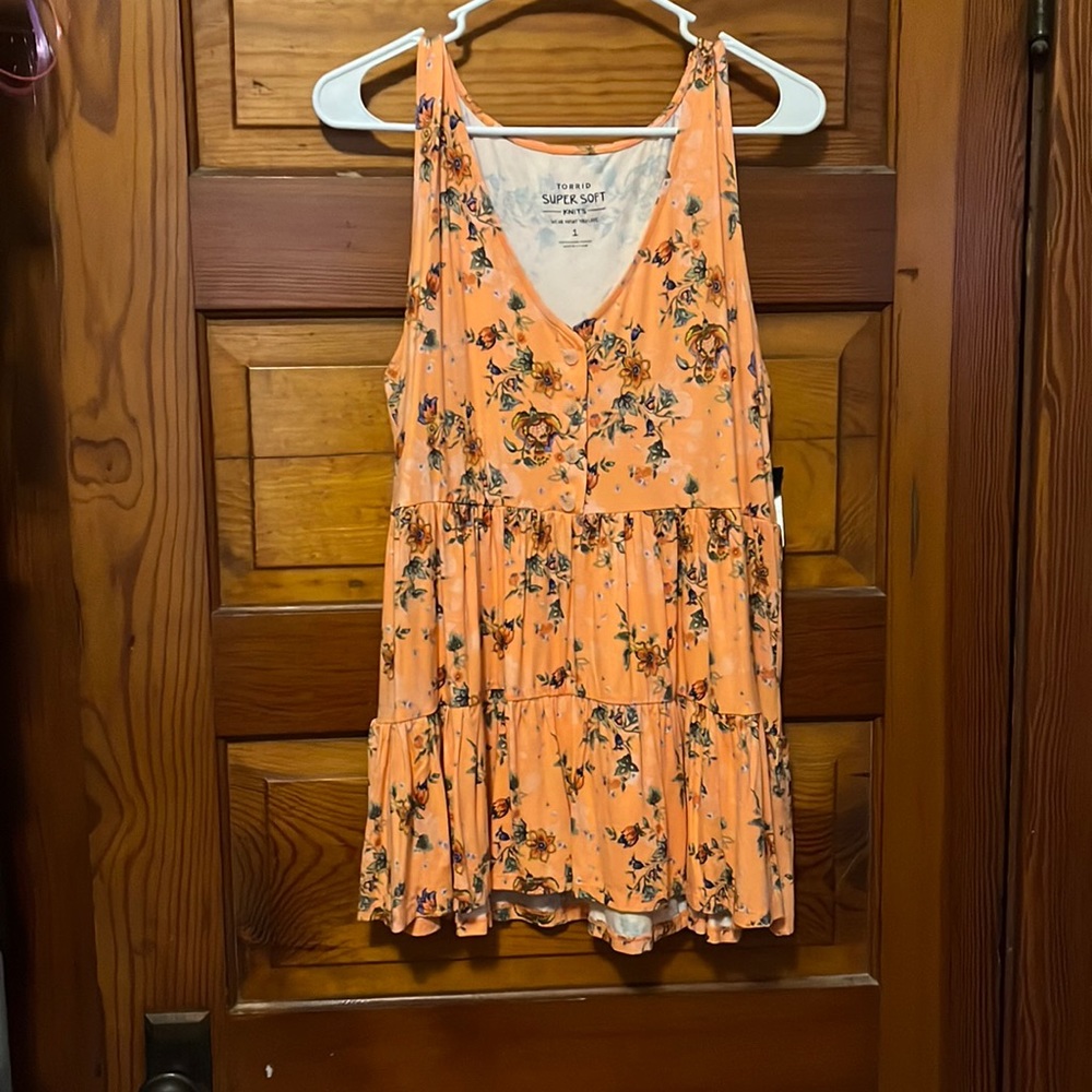 Babydoll floral tank, coral color. New with tags